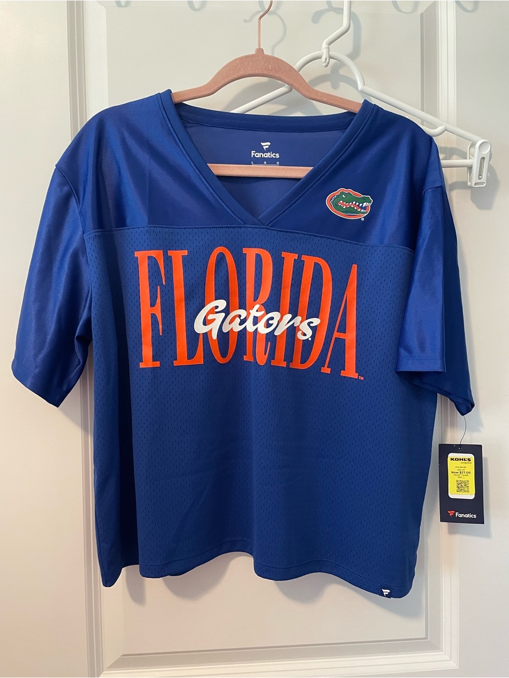 Fanatics Florida Gators Blue and Orange V-Neck Jersey Crop Top